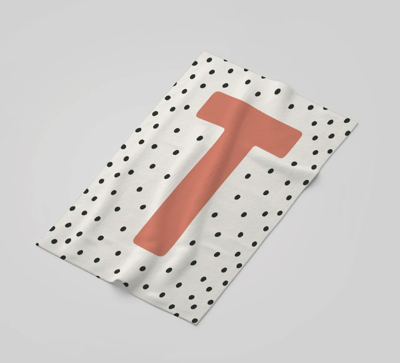 Initial T on dot pattern - Scandinavian style beach towel by KidzStudio