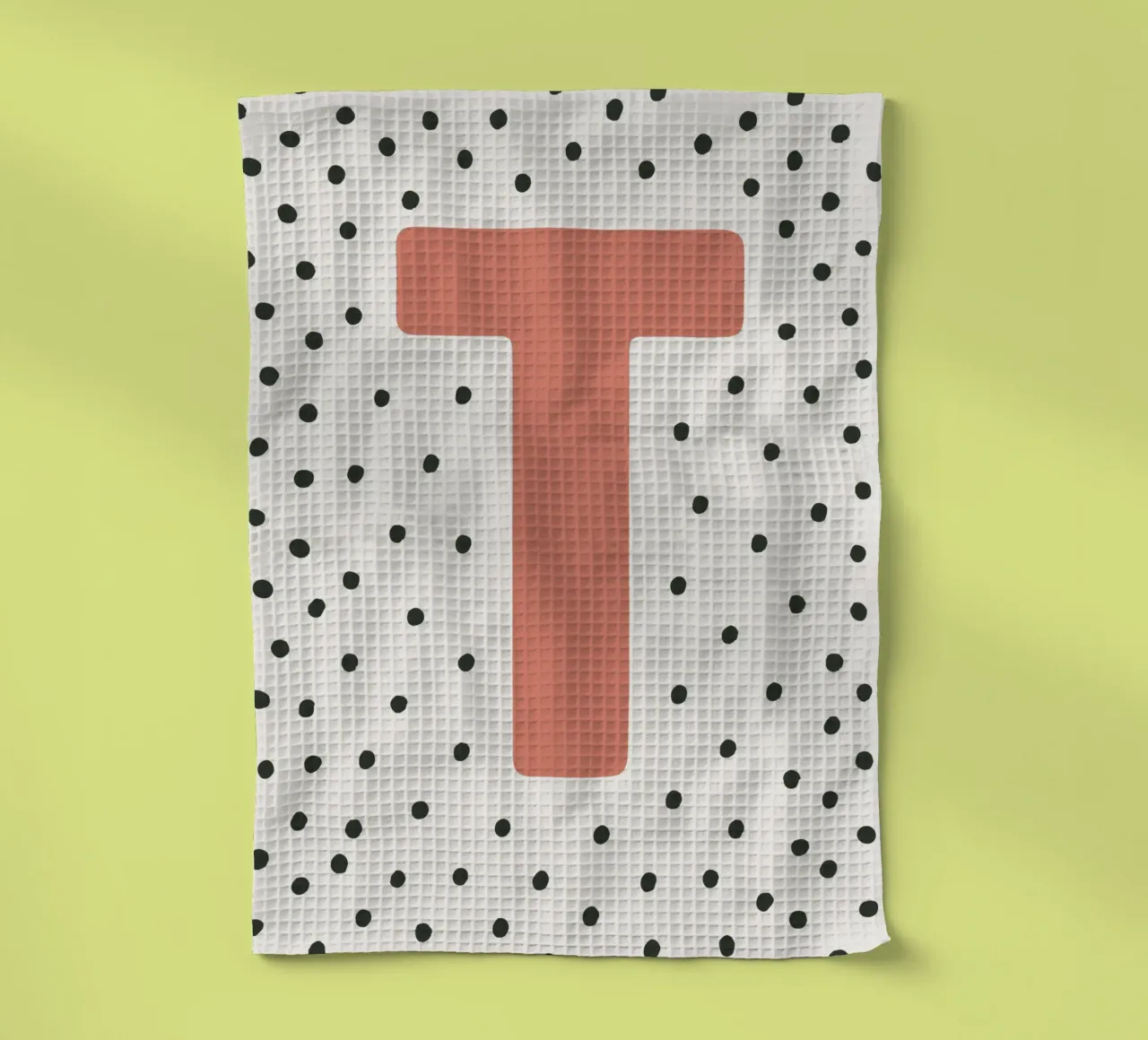 Initial T on dot pattern - Scandinavian style tea towel by KidzStudio