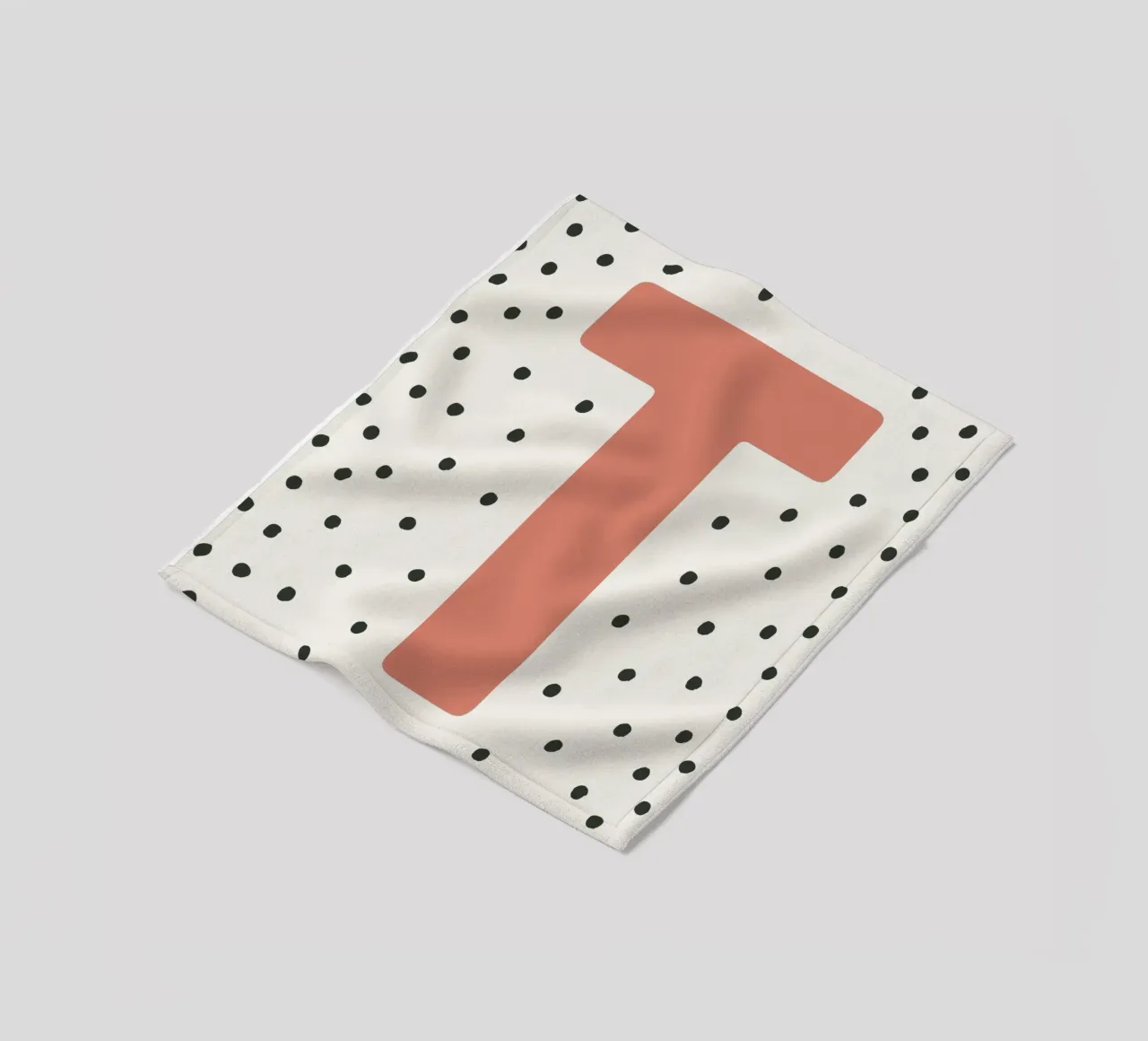 Initial T on dot pattern - Scandinavian style fleece blanket by KidzStudio