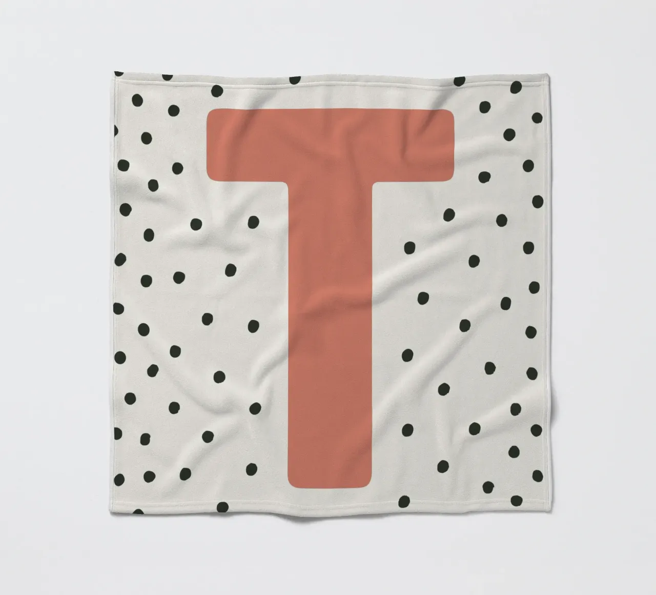 Initial T on dot pattern - Scandinavian style fleece blanket by KidzStudio