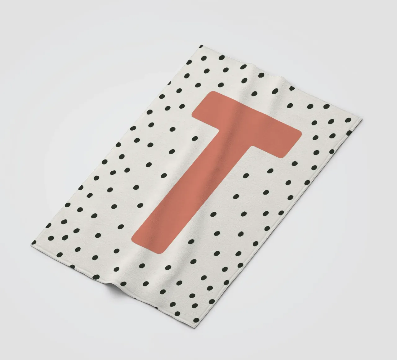 Initial T on dot pattern - Scandinavian style fleece blanket by KidzStudio