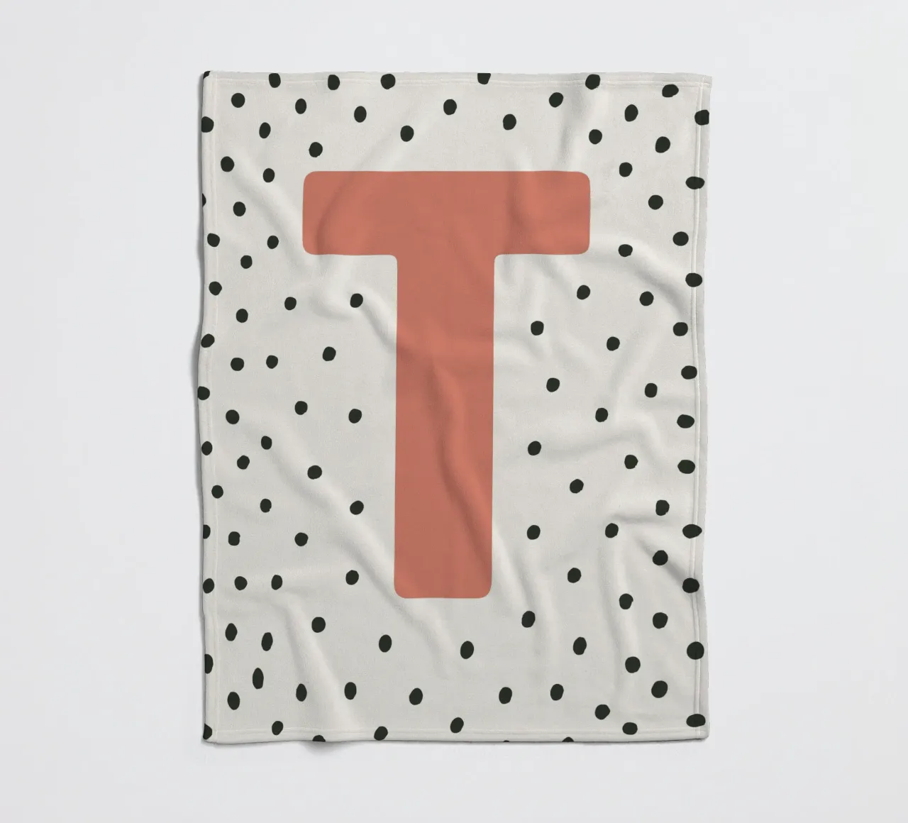 Initial T on dot pattern - Scandinavian style fleece blanket by KidzStudio