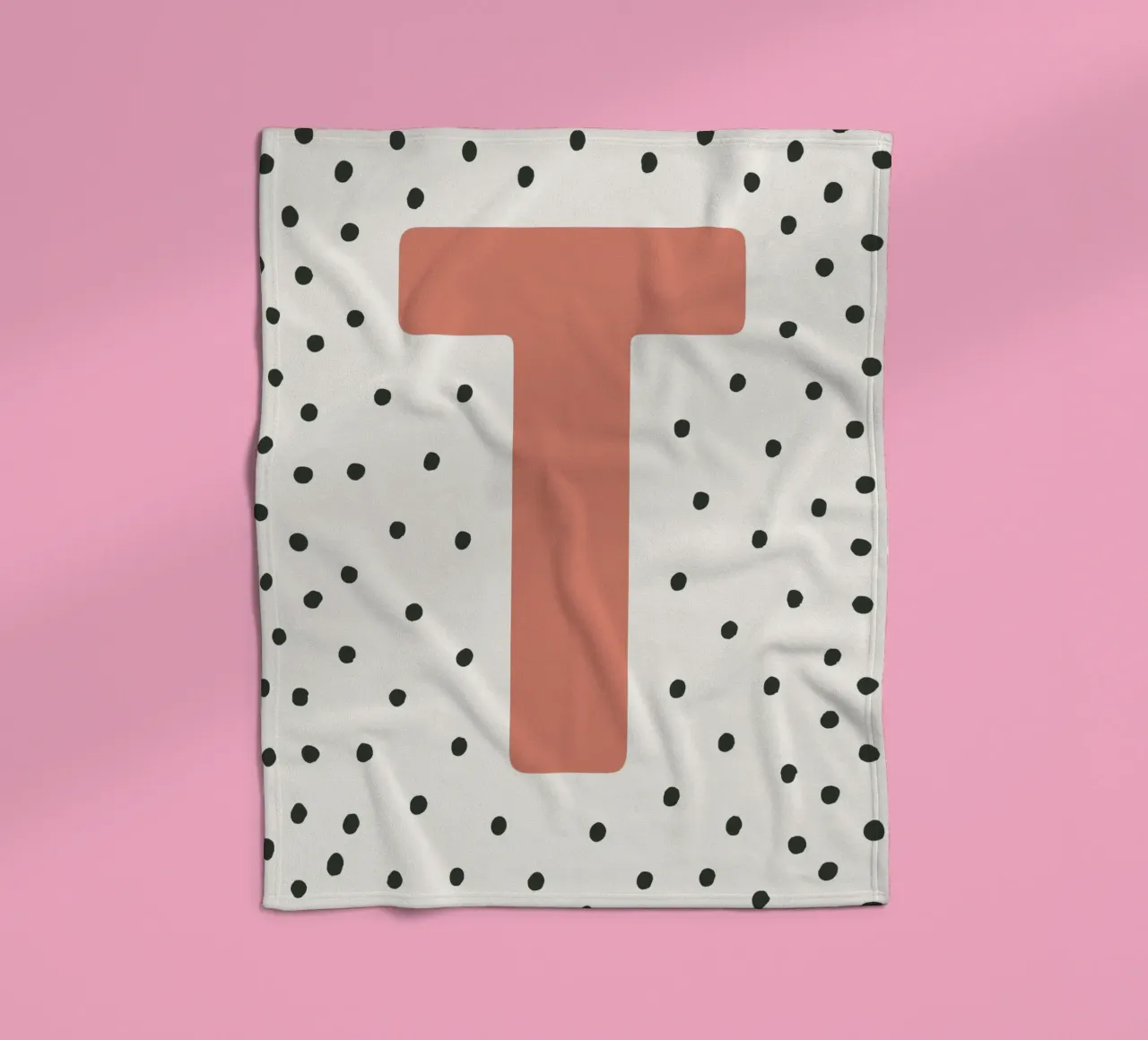 Initial T on dot pattern - Scandinavian style fleece blanket by KidzStudio