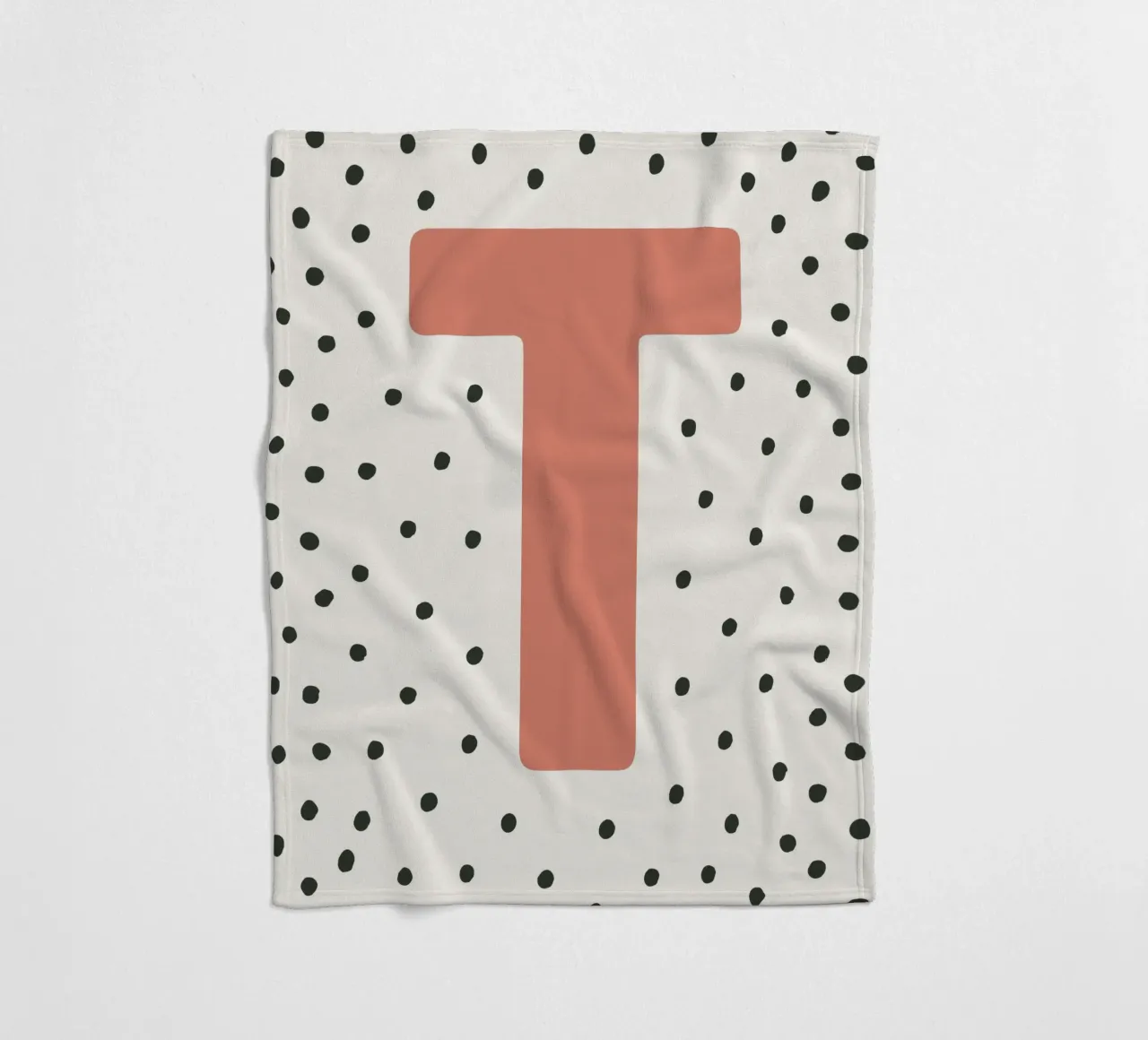 Initial T on dot pattern - Scandinavian style fleece blanket by KidzStudio