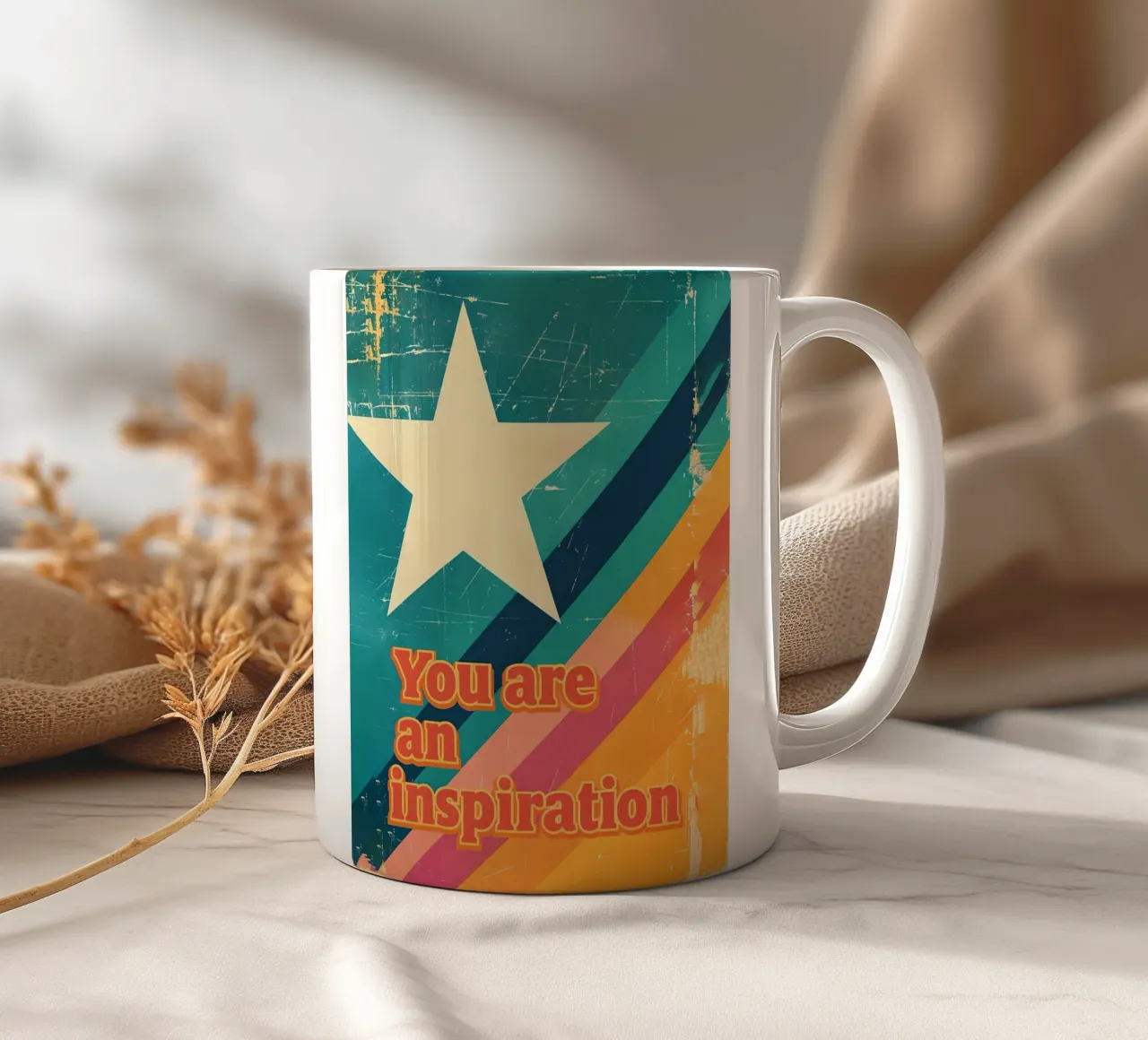 Poster retrò a forma di stella di ispirazione tazza in ceramica da 🥝 KIWI STORE