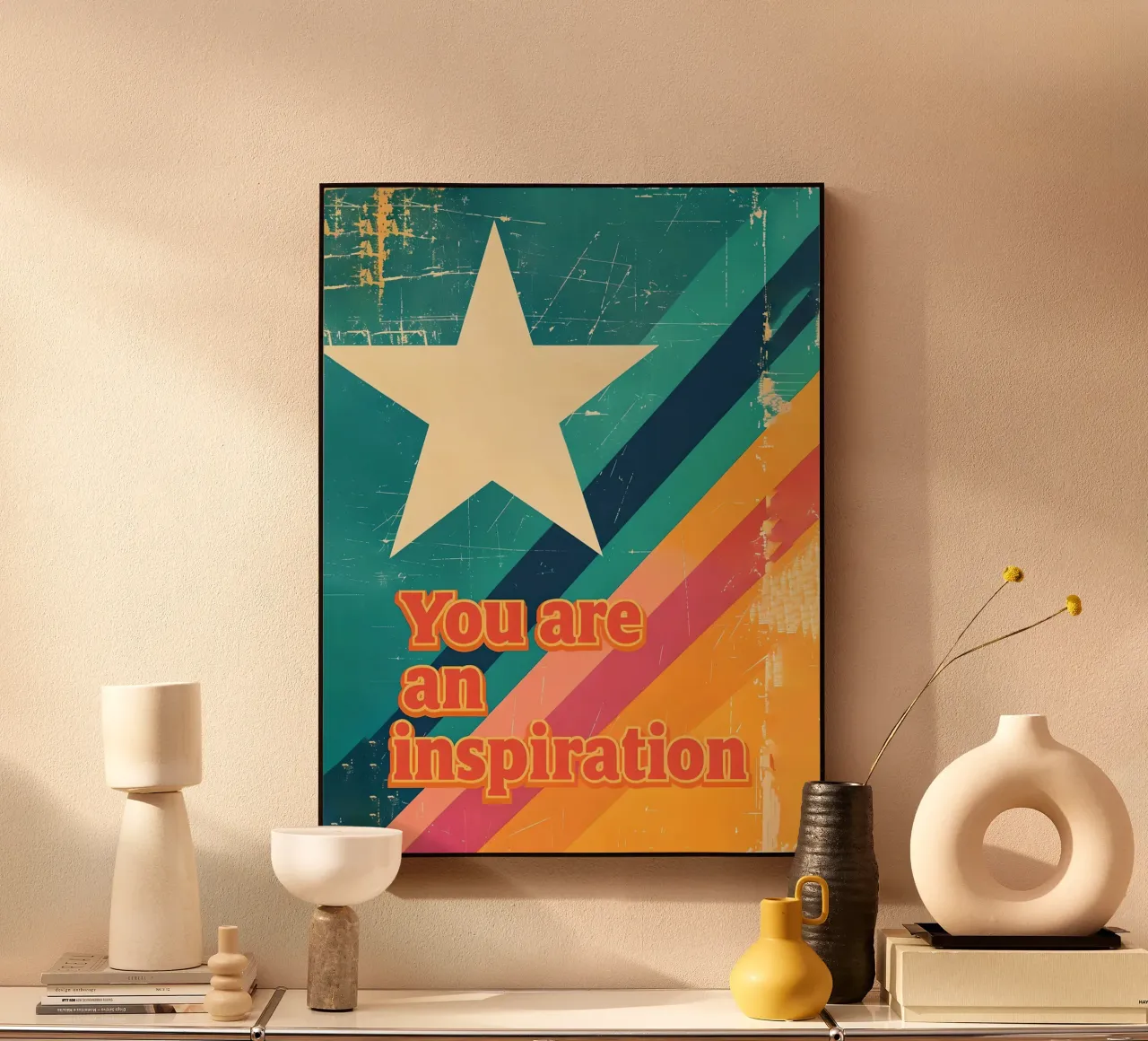 Poster retrò a forma di stella di ispirazione plexiglass da 🥝 KIWI STORE