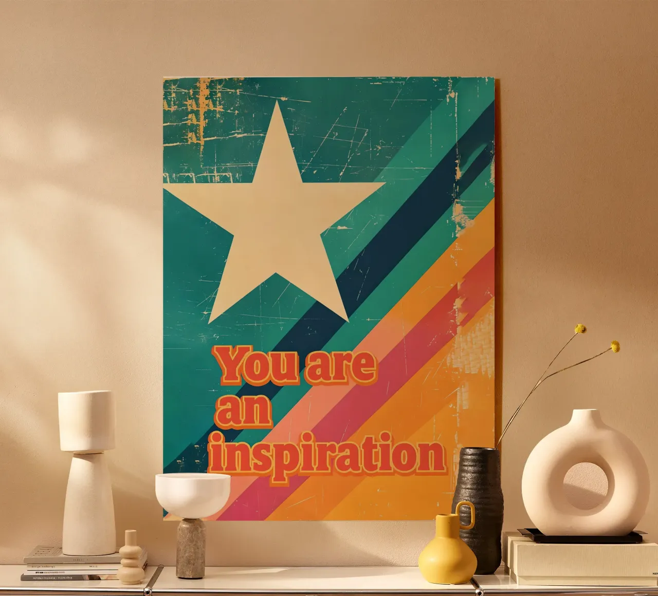 Poster retrò a forma di stella di ispirazione plexiglass da 🥝 KIWI STORE