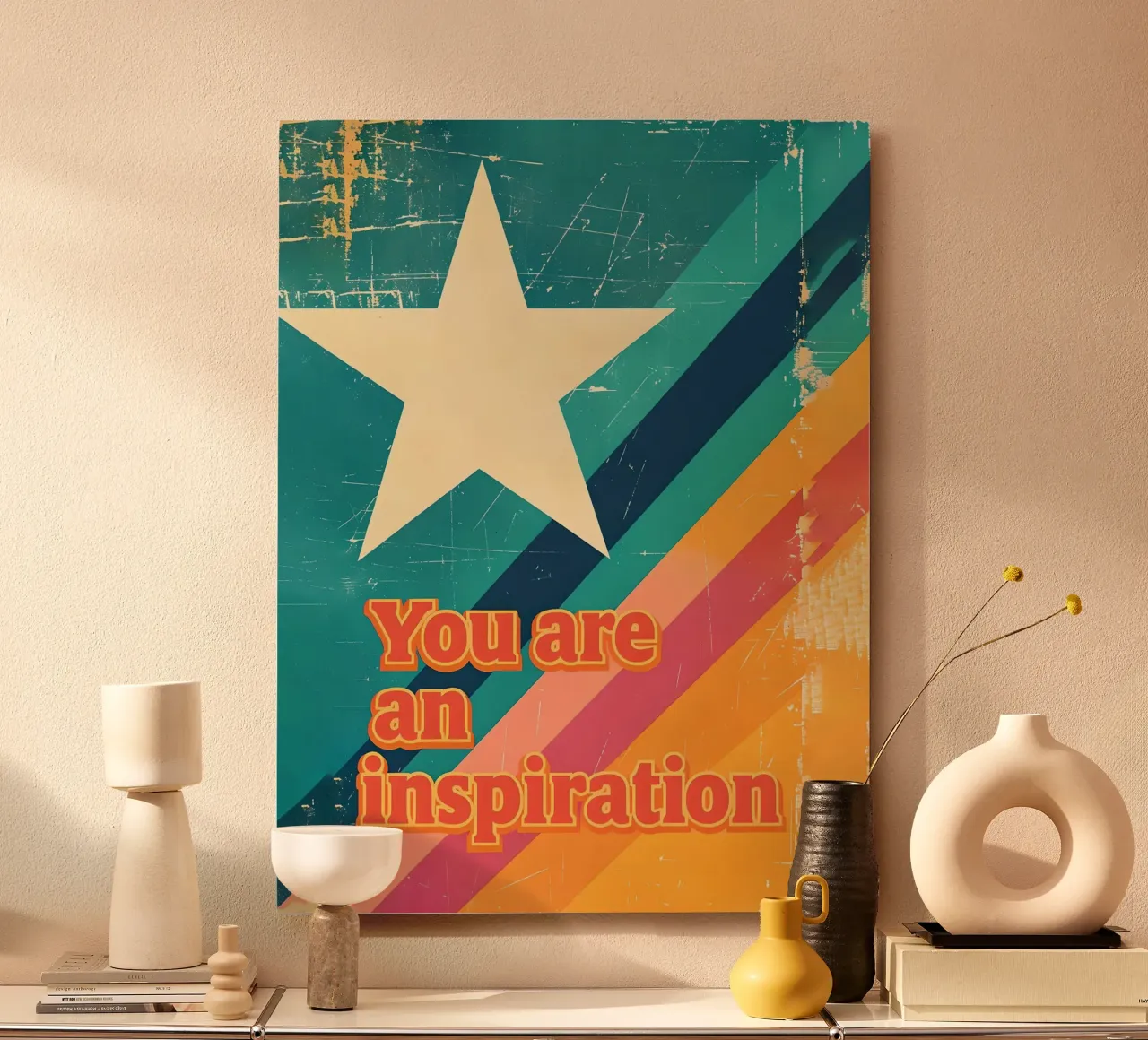 Poster retrò a forma di stella di ispirazione alluminio dibond da 🥝 KIWI STORE