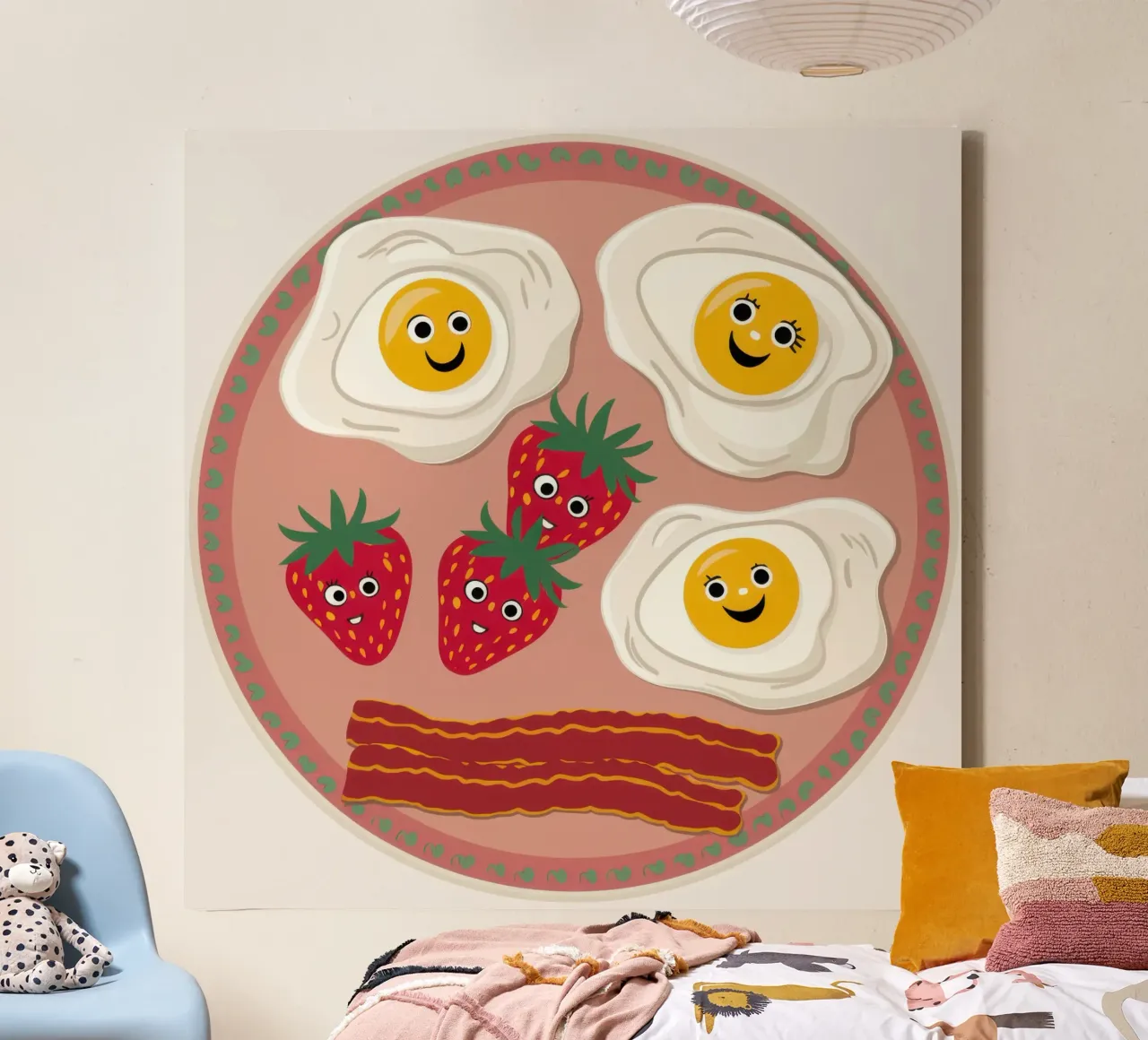Smiling Eggs Delight canvas with Floater frame by Gaia Viesta