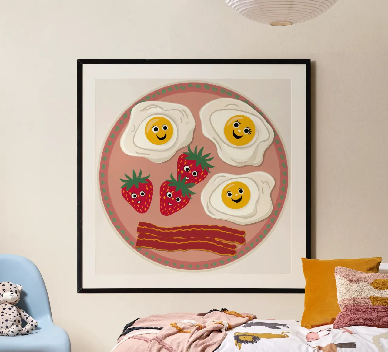 Delizia delle uova sorridenti poster con telaio in plastica da Gaia Viesta