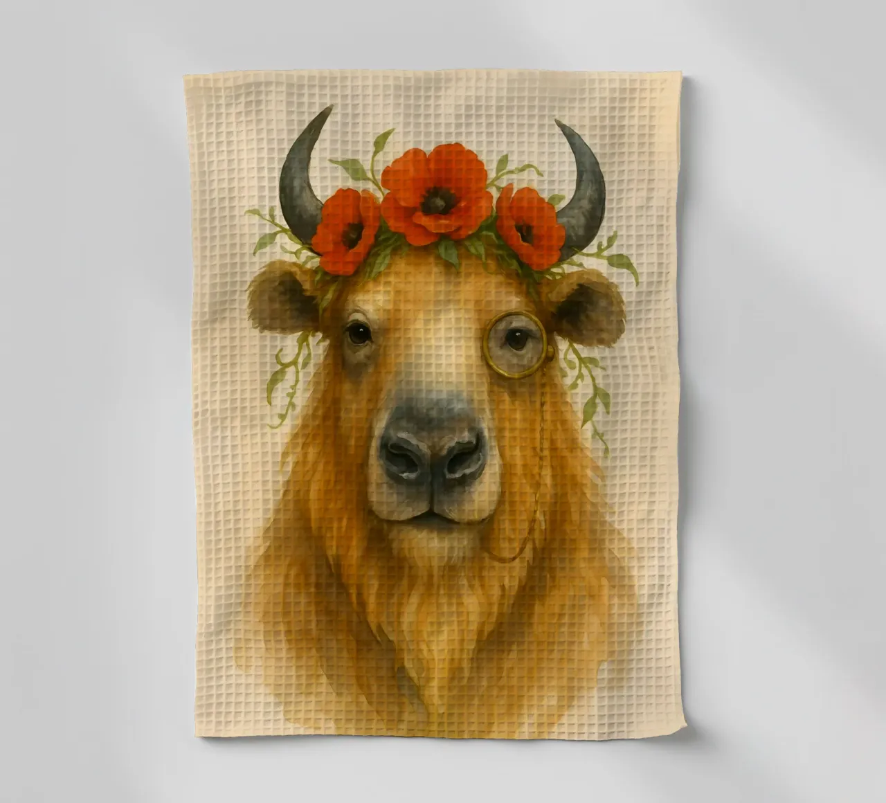 Bisonte della fioritura e della saggezza canovaccio da cucina da Graceful Desine