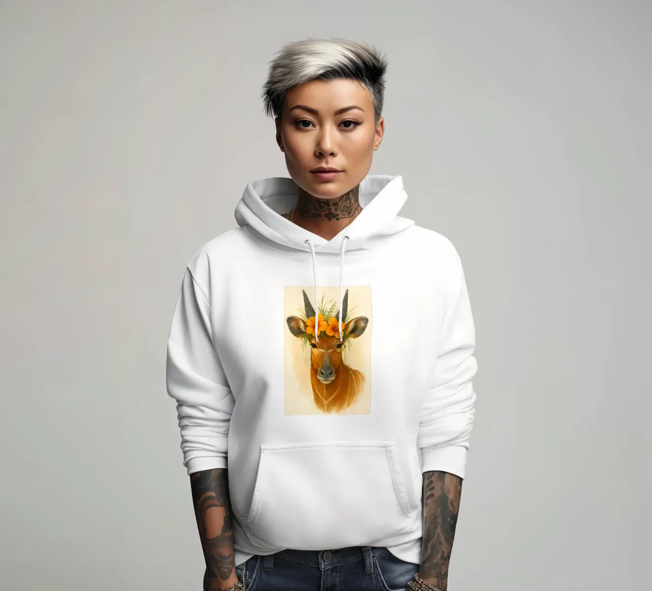 The Noble Antelope of Tropic Bloom hoodie by Graceful Desine