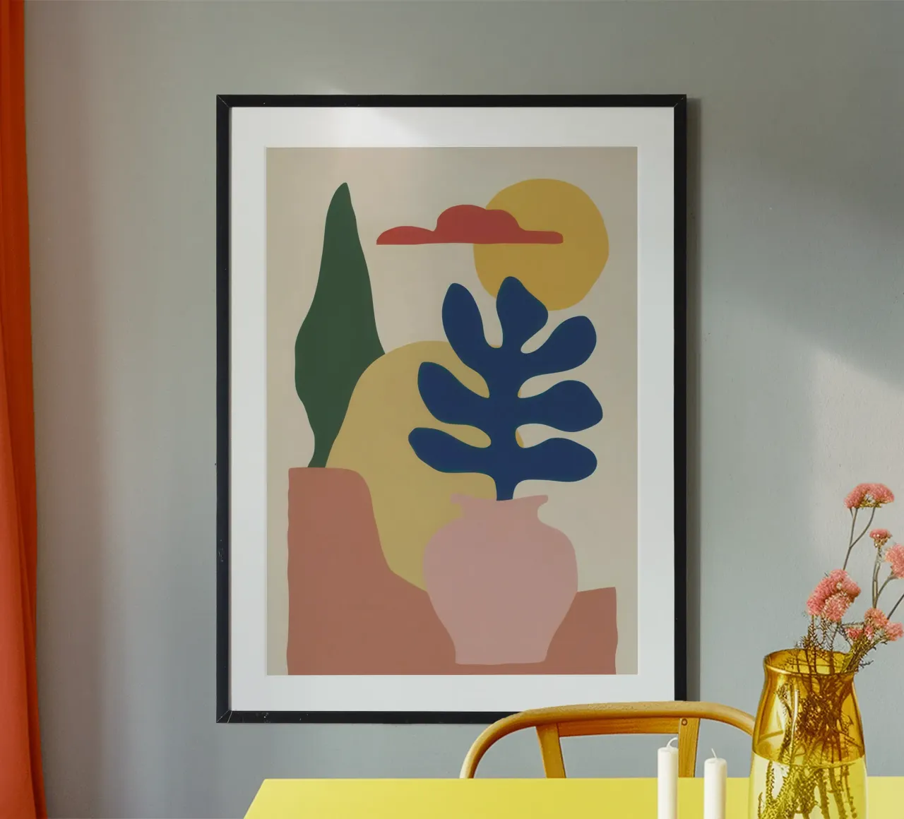 Paesaggio minimalista di foglie poster da Obs Canvas