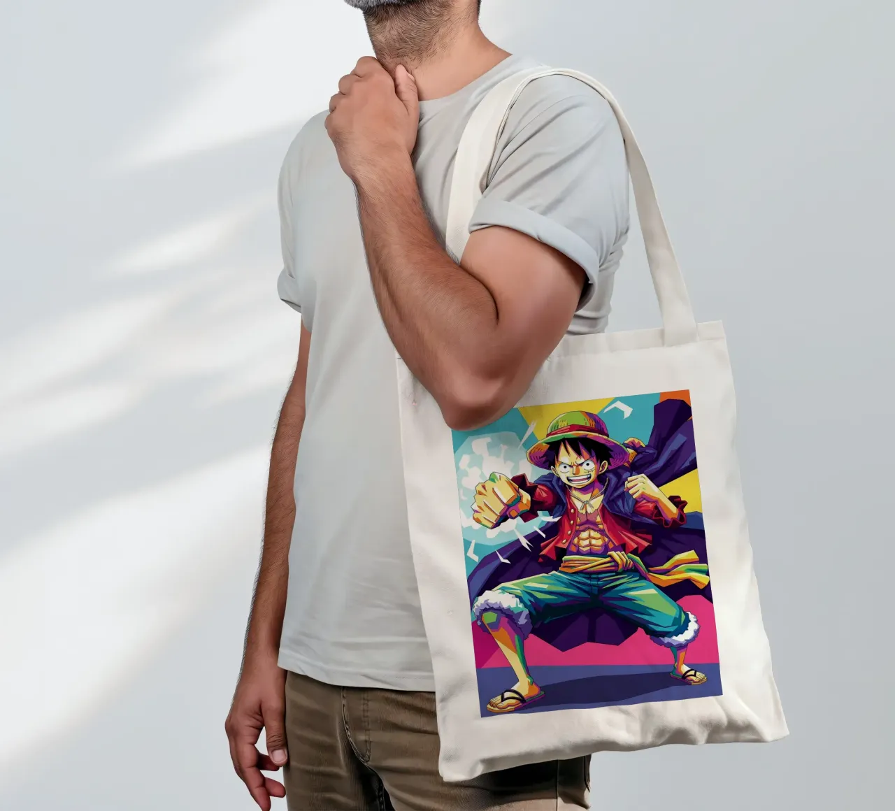 One Piece - Monkey D Luffy art (2) borsa in juta da Hantamrata