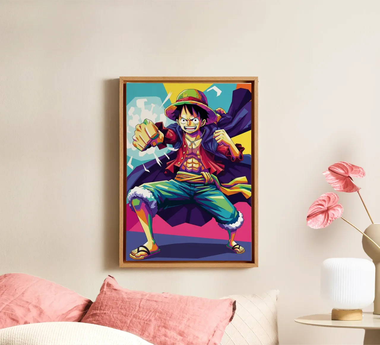 One Piece - Monkey D Luffy art (2) tela con Cornice a cassetta da Hantamrata
