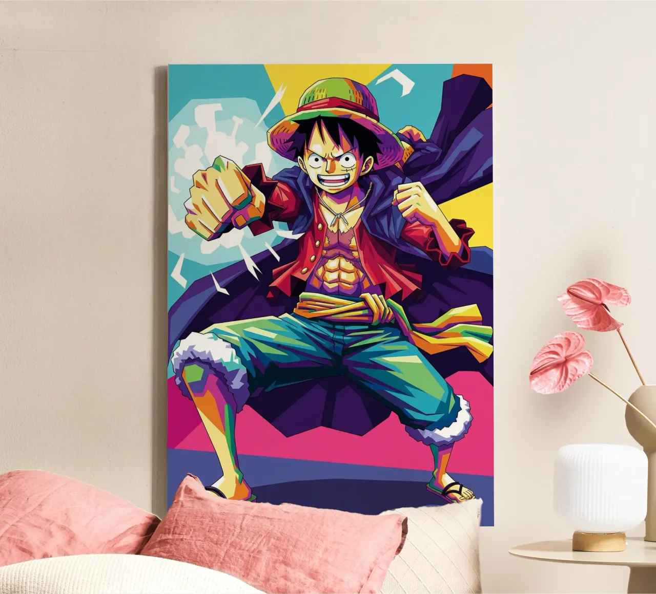 One Piece - Monkey D Luffy art (2) tela con Cornice a cassetta da Hantamrata