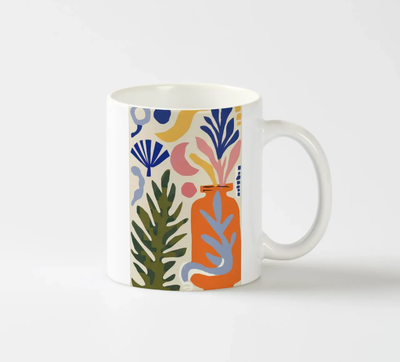 Abstracte botanische harmonie keramische mok van Gaia Viesta