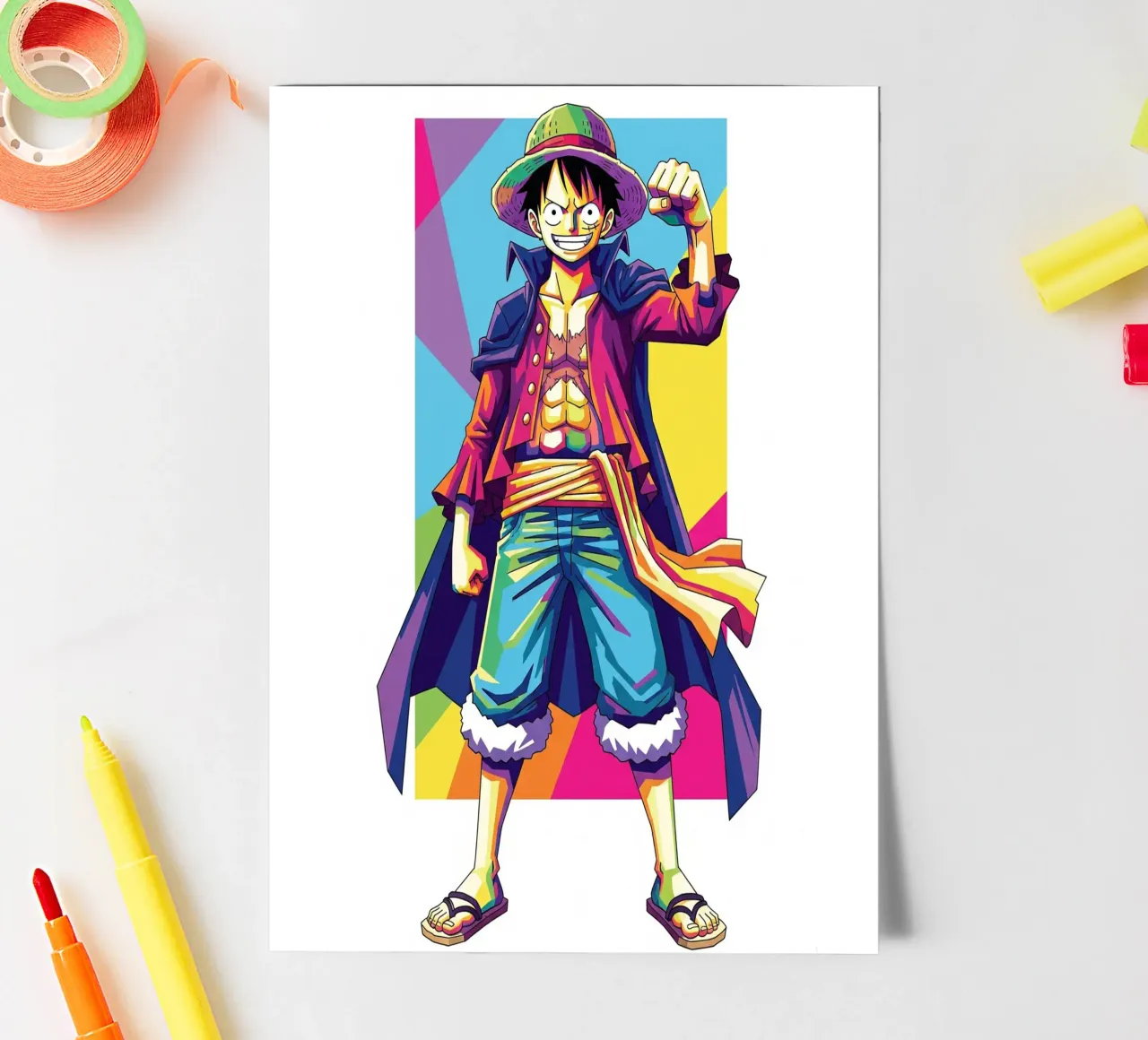 One Piece - Monkey D Luffy art (4) foglio adesivo da Hantamrata