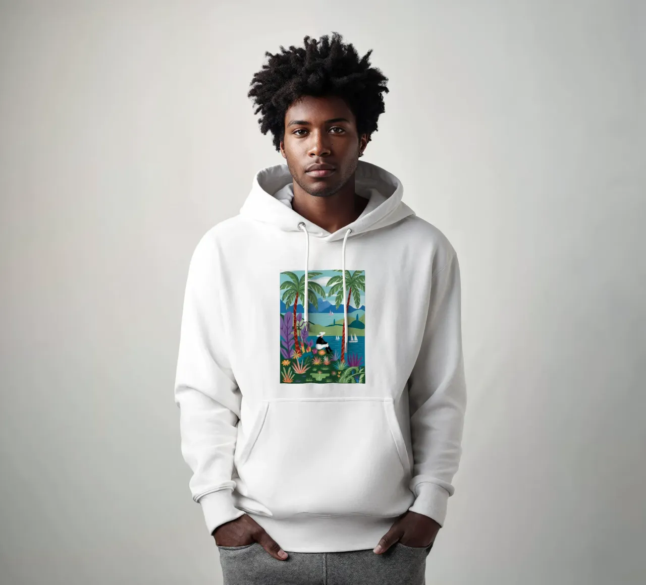 Vue de l'île Sérénité sweat à capuche de Line Fable