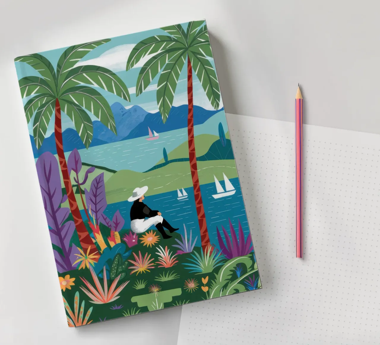 Vue de l'île Sérénité carnet de notes de Line Fable