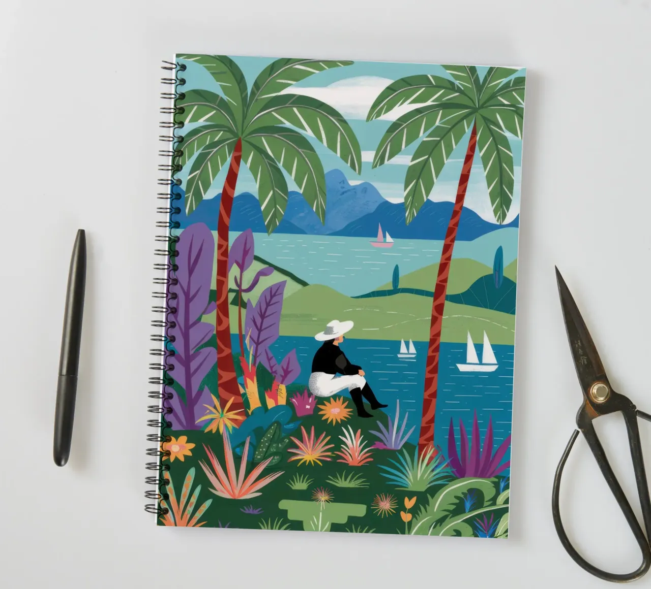 Vue de l'île Sérénité carnet à spirale de Line Fable