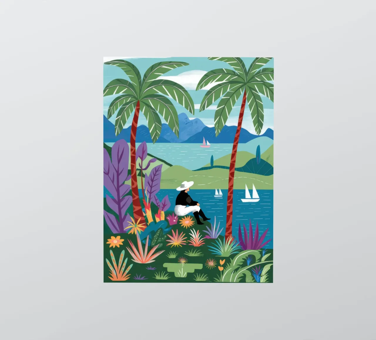 Vue de l'île Sérénité autocollant de Line Fable
