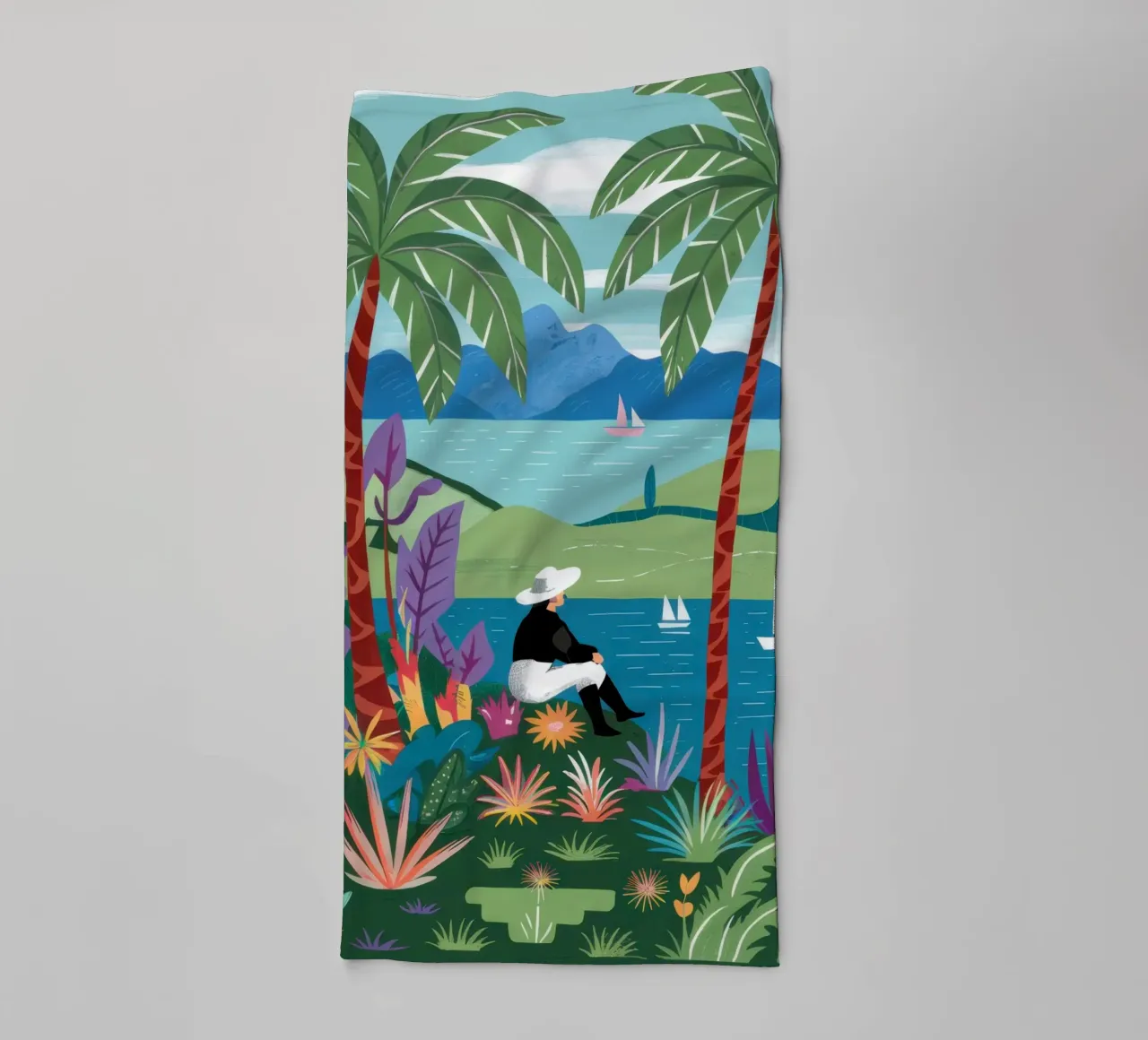 Vue de l'île Sérénité serviette de bain de Line Fable
