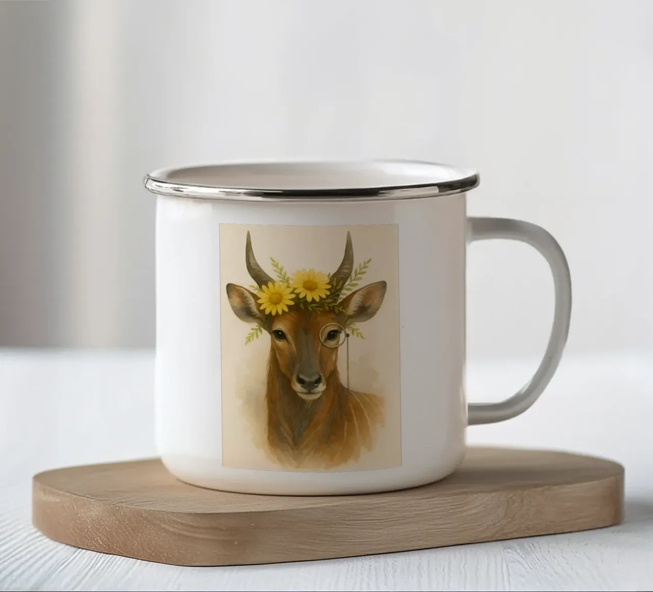 Sguardo d'oro: L'antilope regale tazza in smalto da Graceful Desine