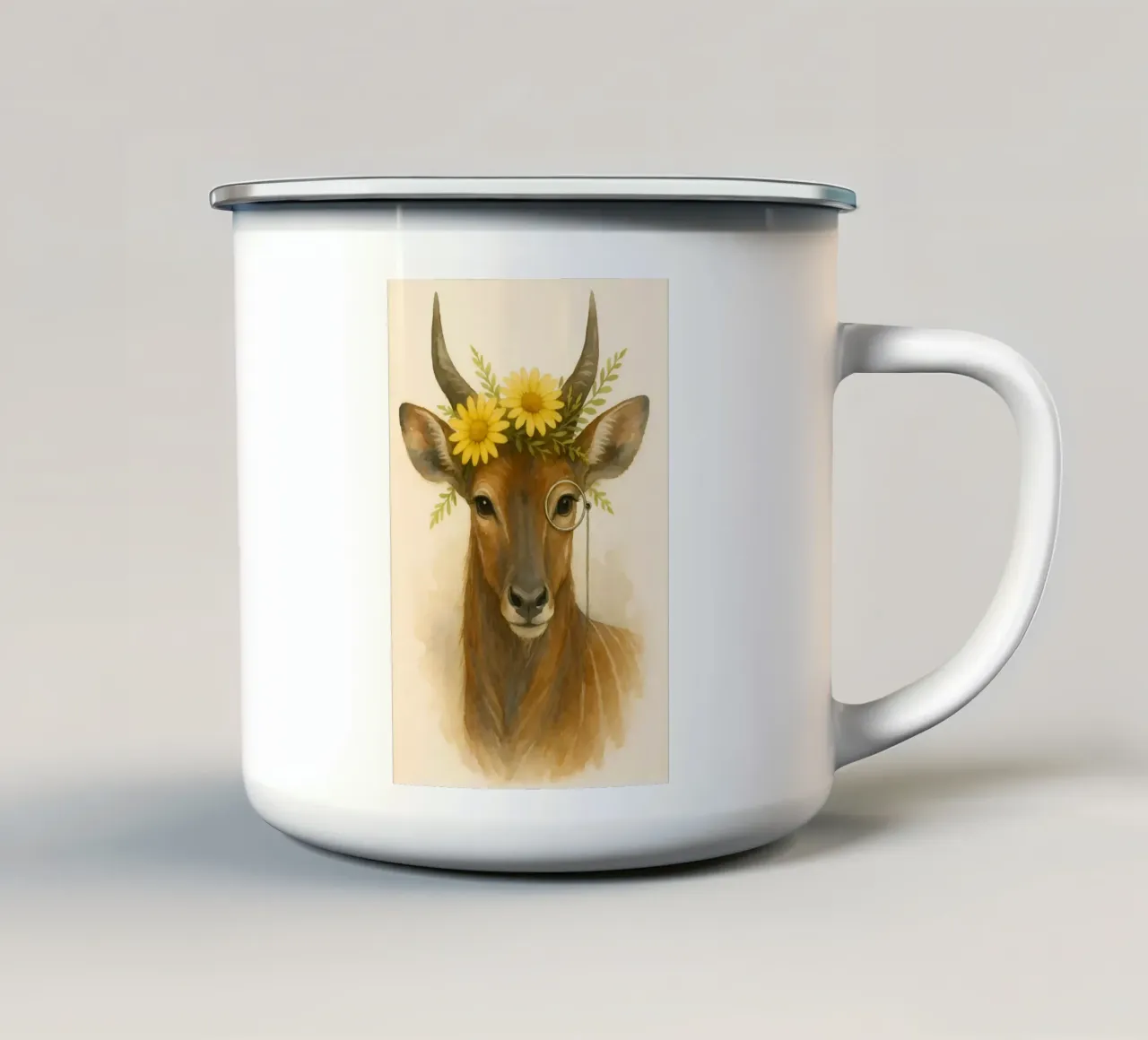 Sguardo d'oro: L'antilope regale tazza in smalto da Graceful Desine