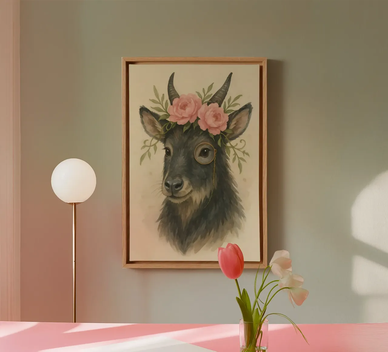 Midnight Bloom: De zachtaardige aristocraat canvas met Baklijst van Graceful Desine