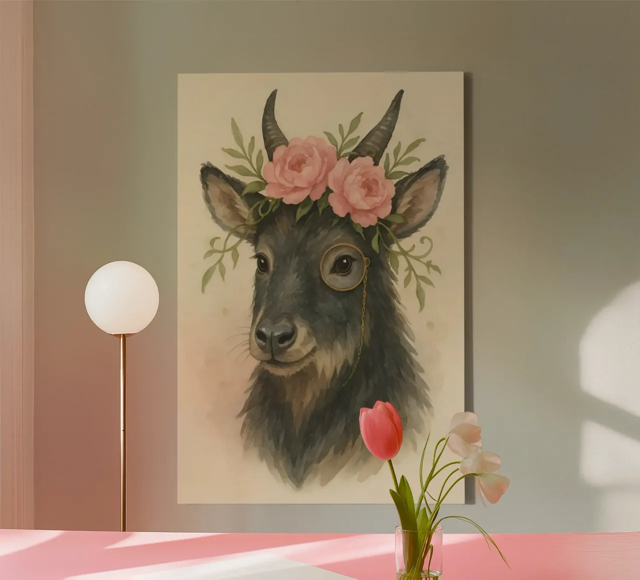 Midnight Bloom: De zachtaardige aristocraat canvas met Baklijst van Graceful Desine