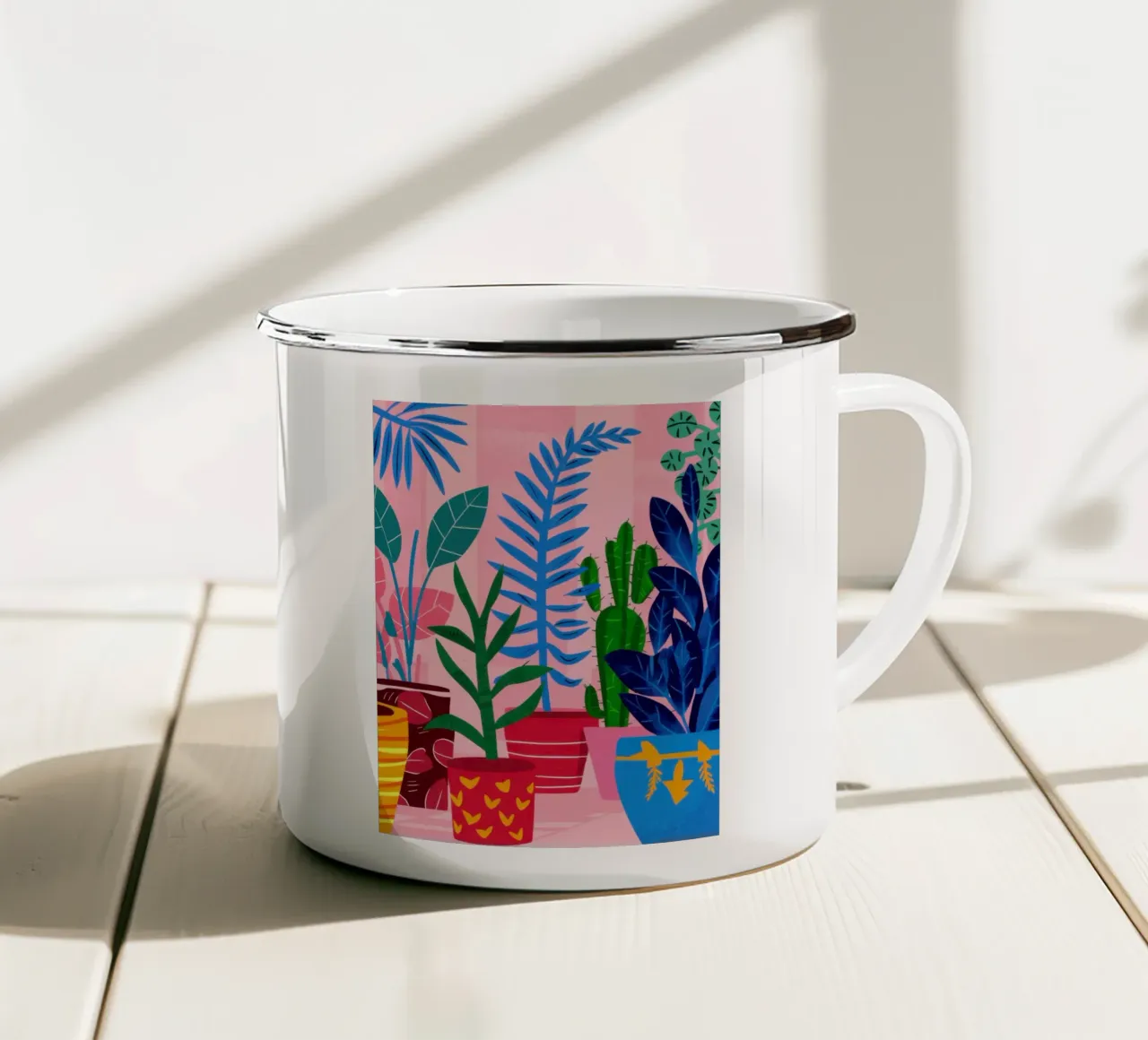 Vibrant Plant Corner enamel mug by Obs Canvas