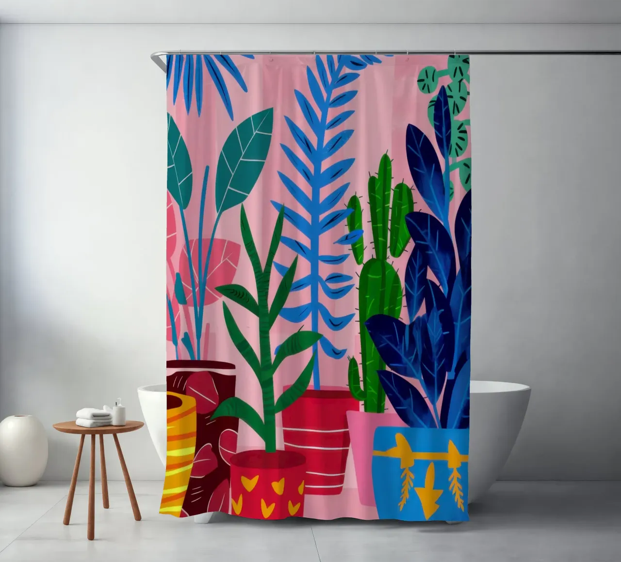 Vibrant Plant Corner shower curtain by Obs Canvas