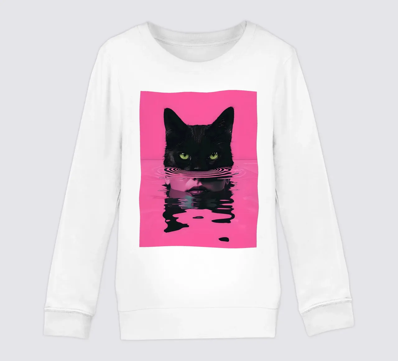 Cat and Woman in Pink Water kids sweatshirt by 🥝 KIWI STORE