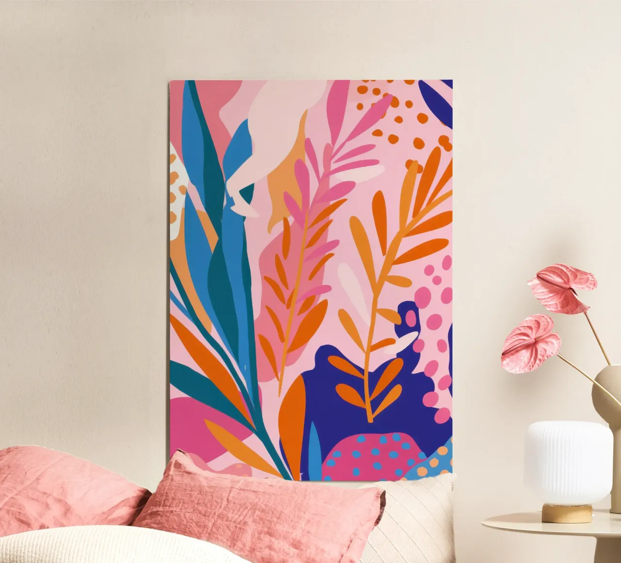 Paesaggio da sogno con fogliame tropicale poster con telaio in plastica da Gaia Viesta
