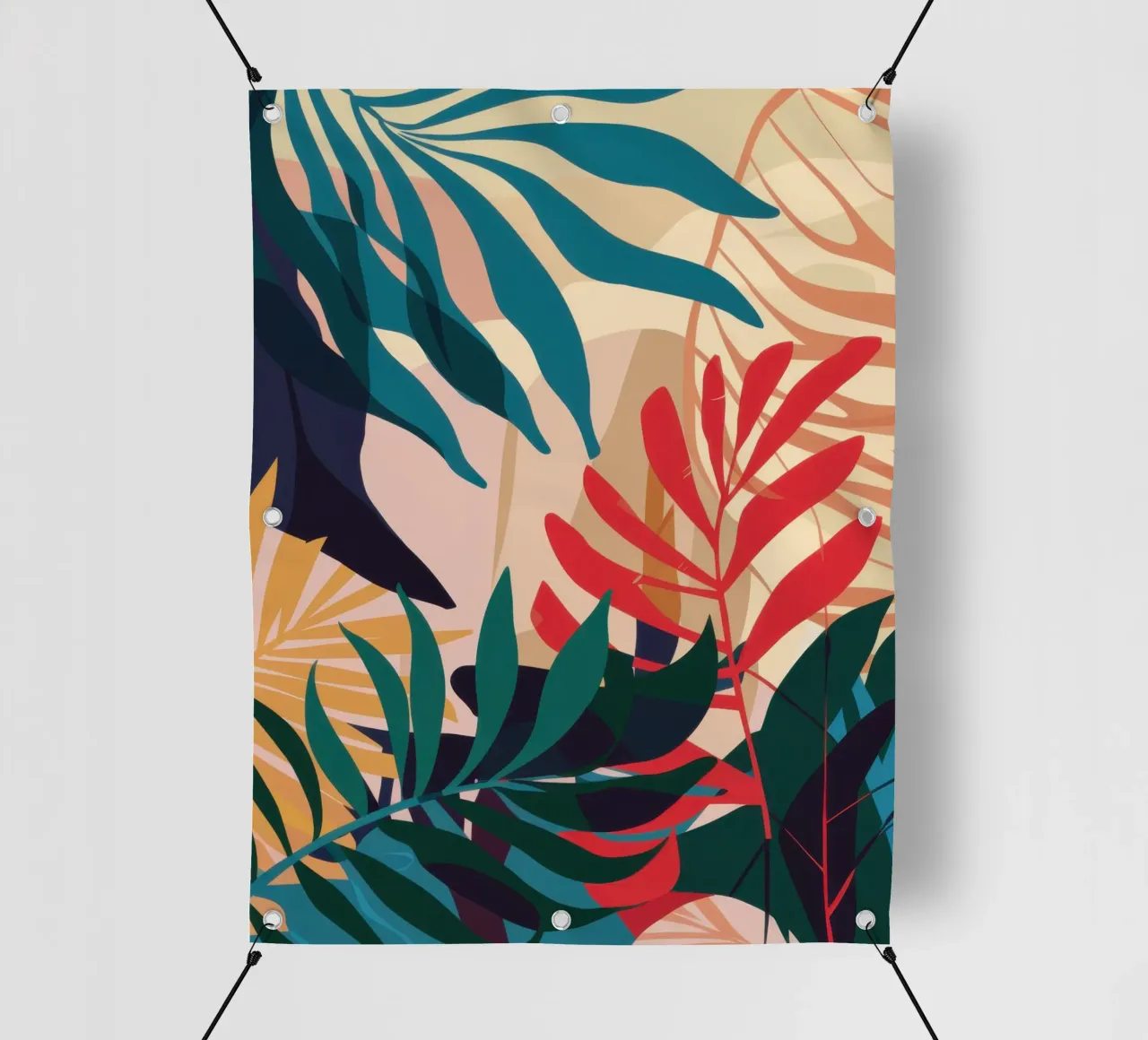 Foglie cremisi tropicali telo in pvc da Lunar Valentina