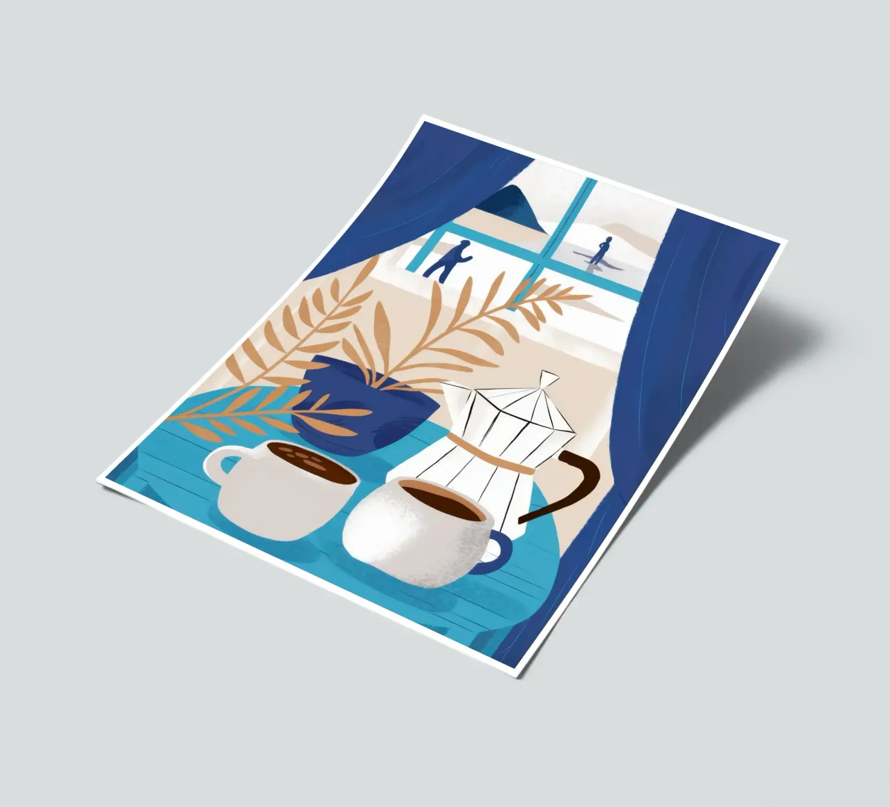 Zonovergoten raamkoffie stickervel van Obs Canvas