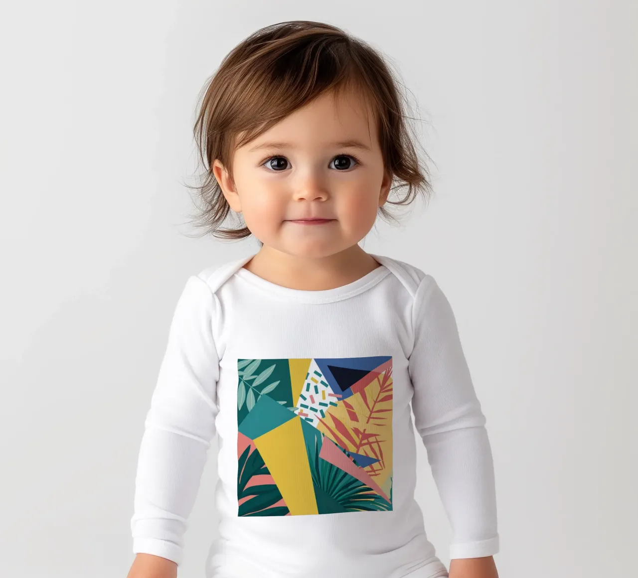 Shattered Color Collage long-sleeve baby romper by Lunar Valentina