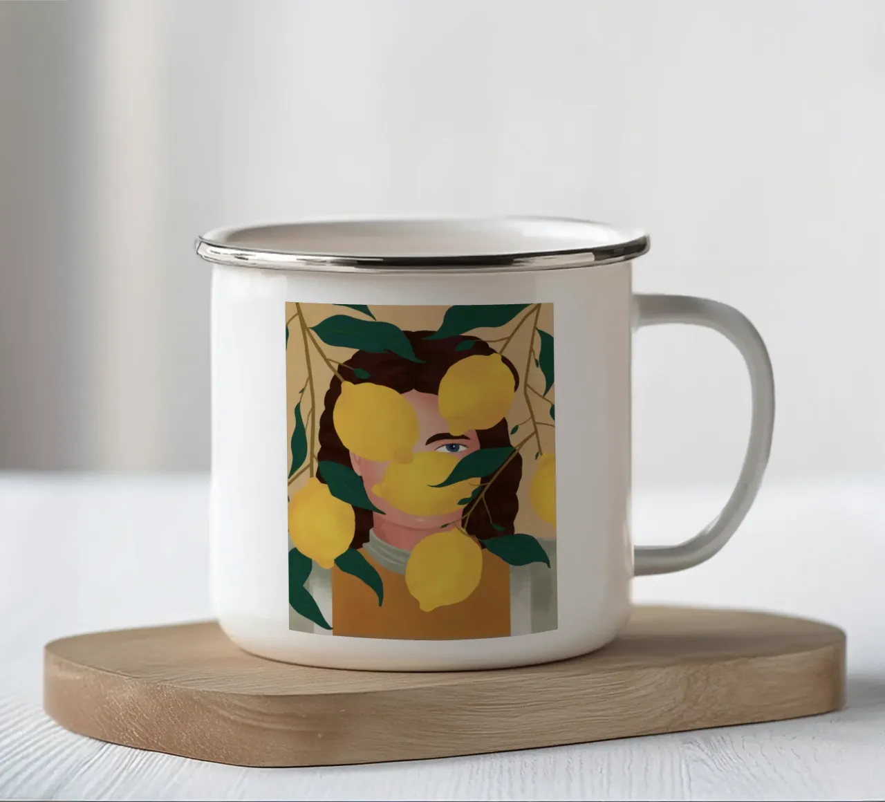 Ritratto dello sguardo di Lemony tazza in smalto da Line Fable