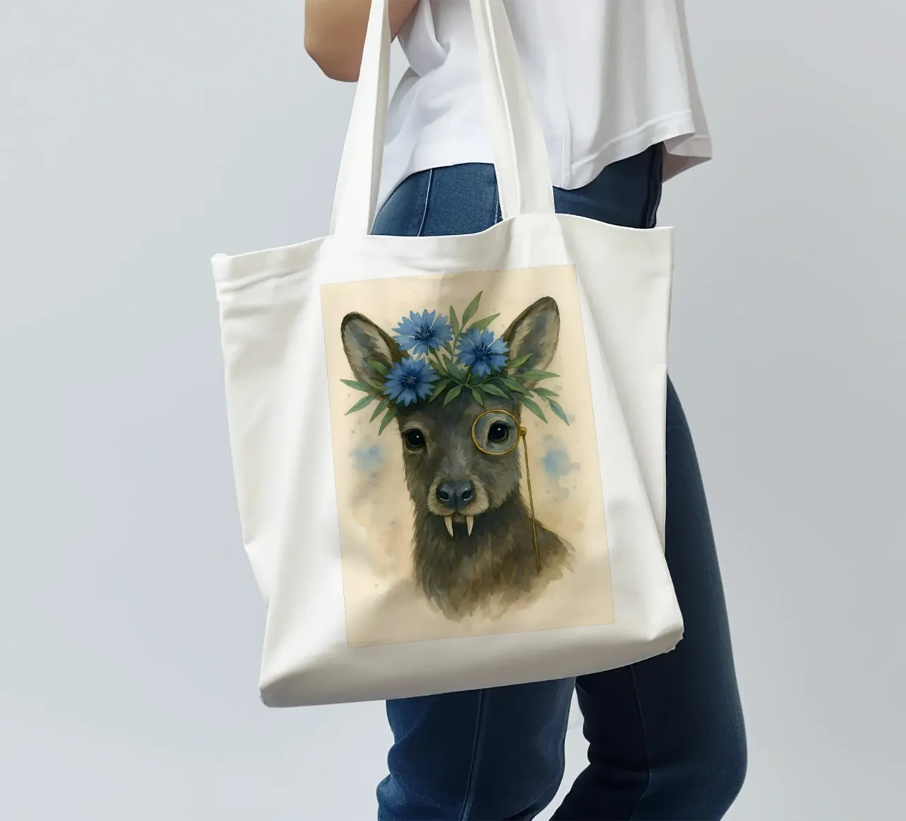Zanna Dapper e Fiore Blu borsa in juta da Graceful Desine