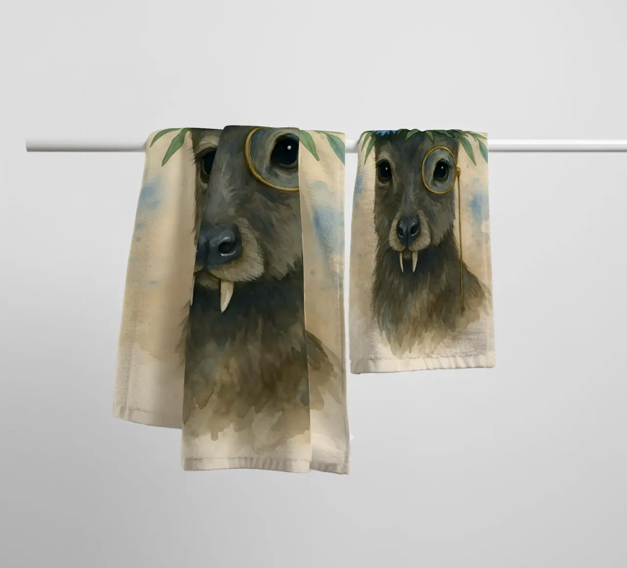 Dapper Fang & Blue Bloom towel by Graceful Desine
