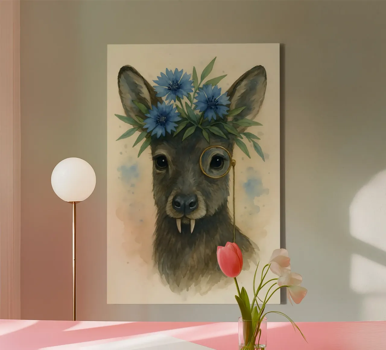 Dapper Fang & Blaue Blüte Leinwand von Graceful Desine