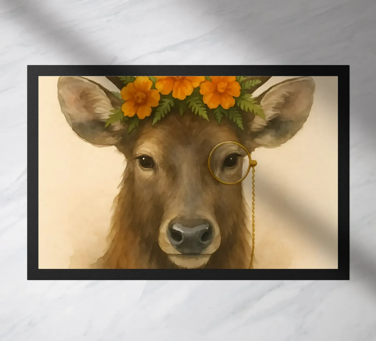 The Gentle Stag of Marigold Manor doormat by Graceful Desine