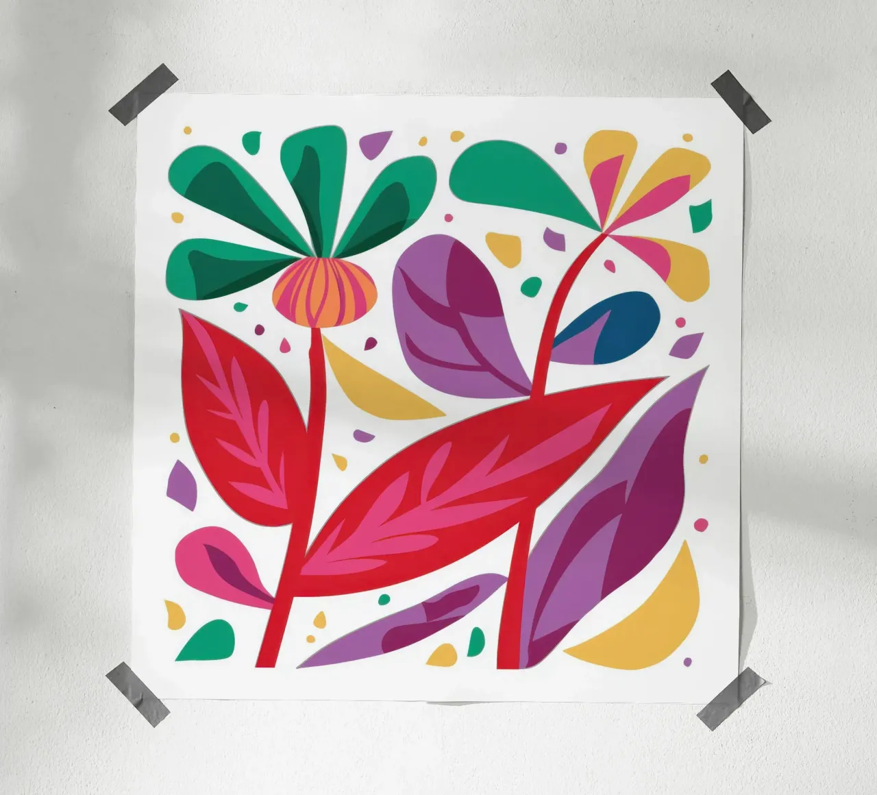 Foglie tropicali radiose poster con telaio in plastica da Thistle Bloom