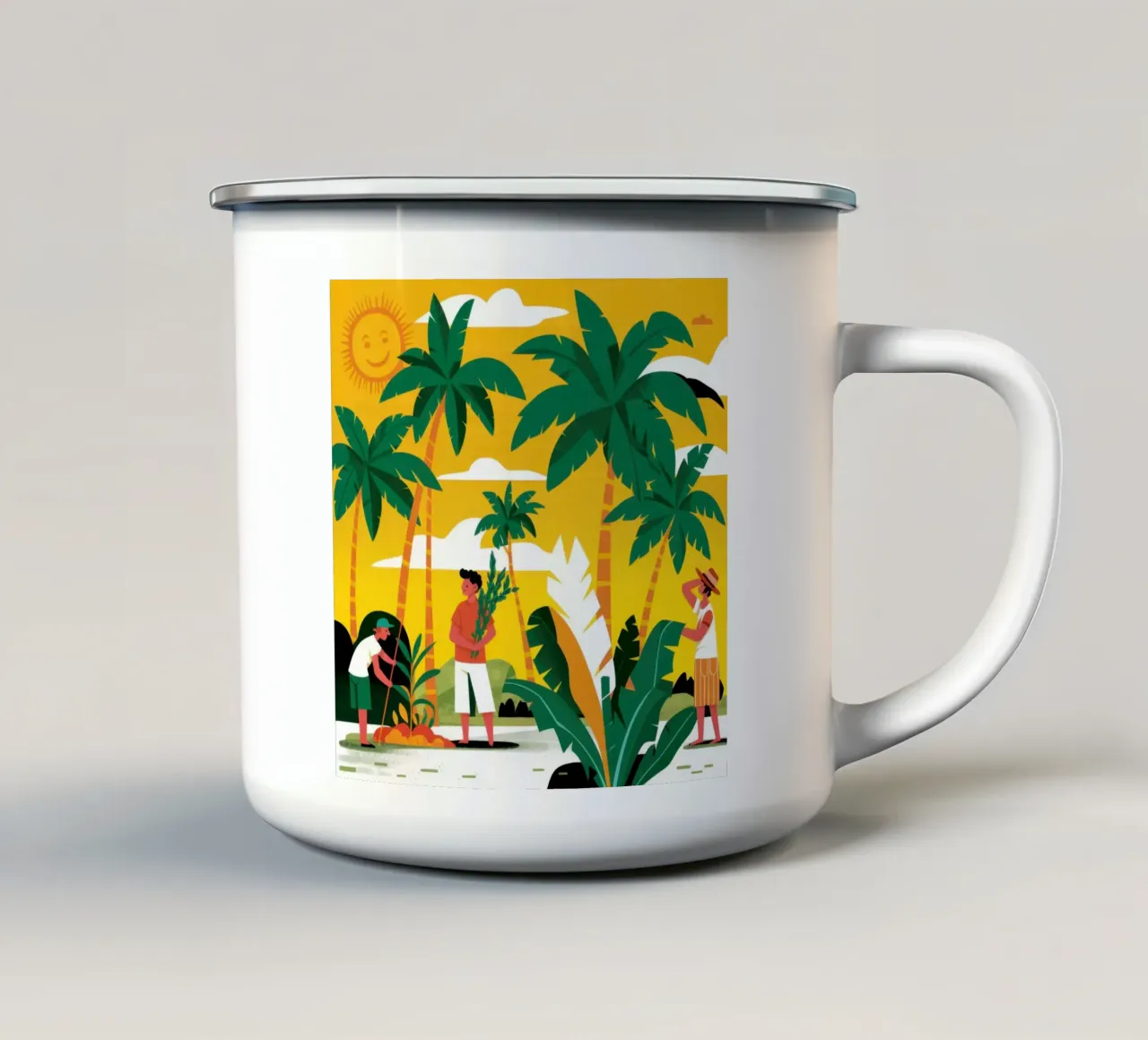 Tramonto Toucan Tropics tazza in smalto da Gaia Viesta