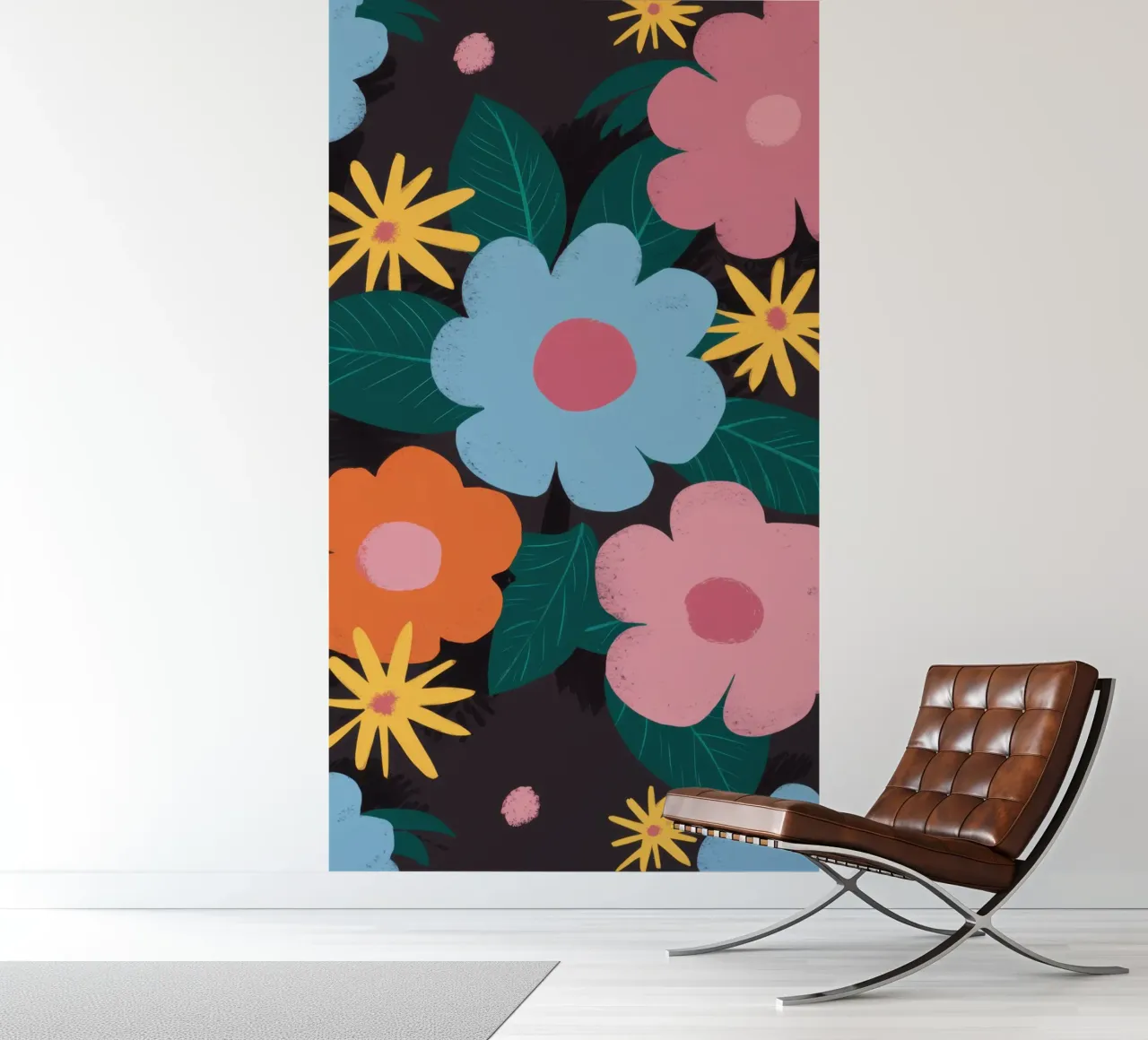 Simple Daisy Pattern fotobehang van Obs Canvas
