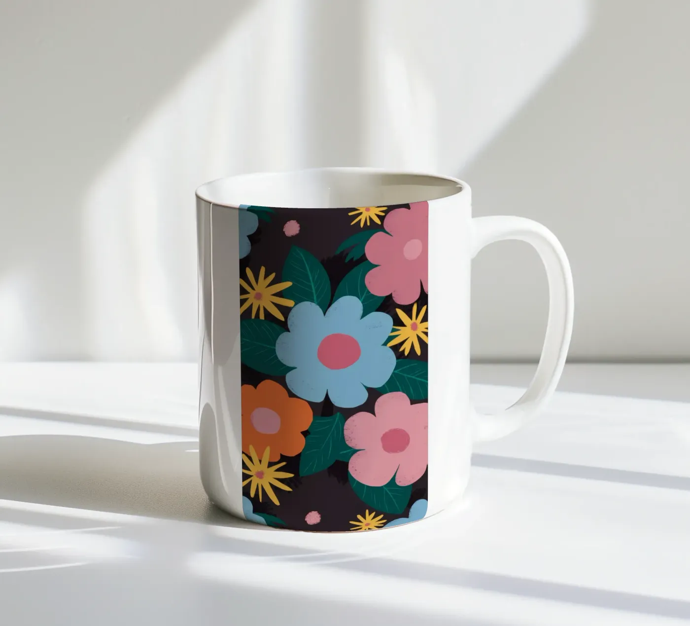 Simple Daisy Pattern ceramic mug by Obs Canvas
