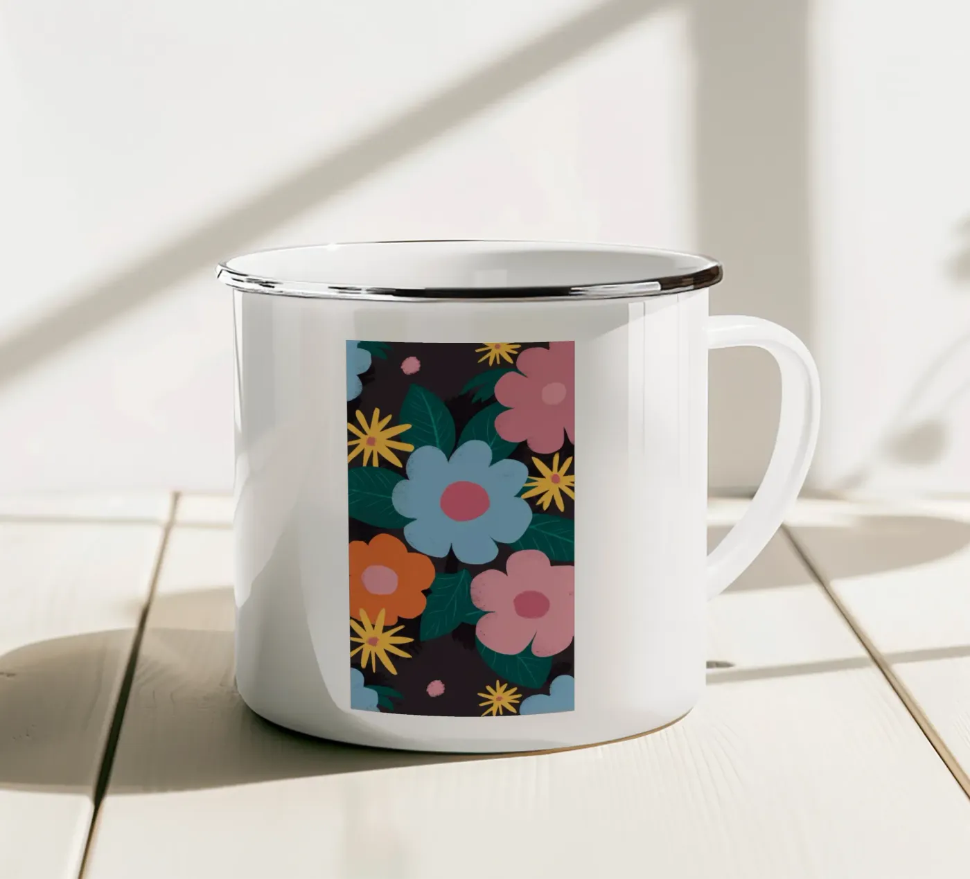 Simple Daisy Pattern enamel mug by Obs Canvas