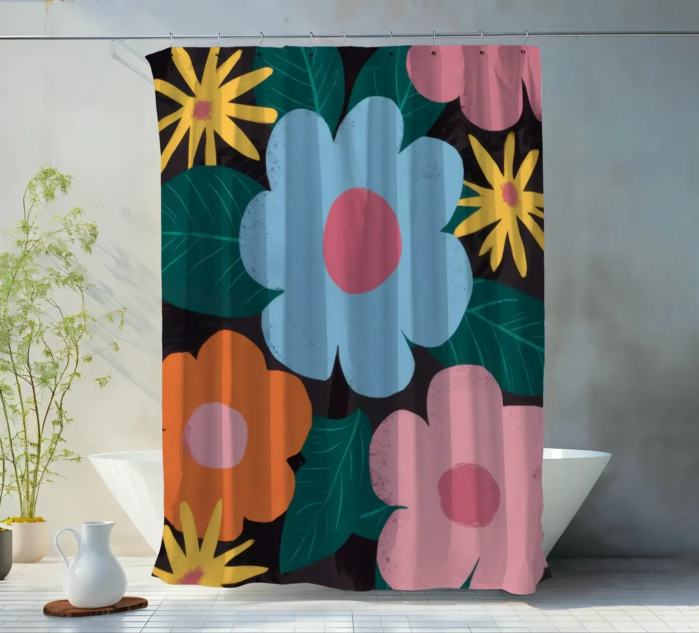 Einfaches Gänseblümchen-Muster Duschvorhang von Obs Canvas