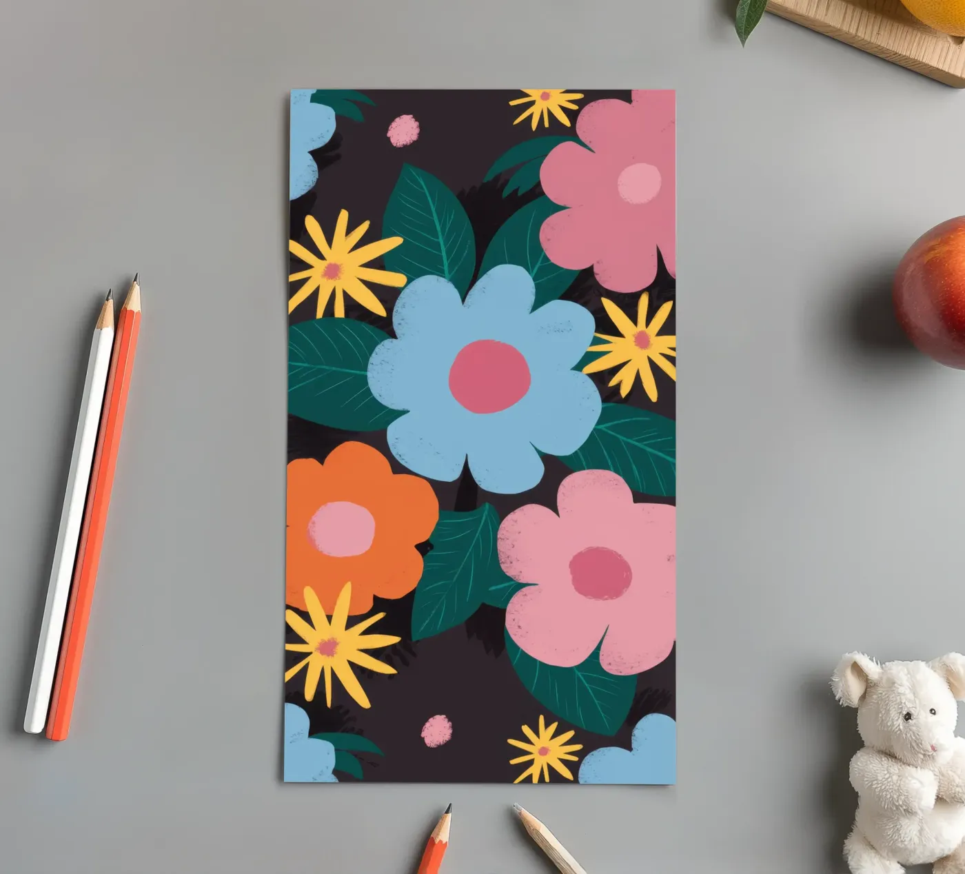 Einfaches Gänseblümchen-Muster Stickerbogen von Obs Canvas
